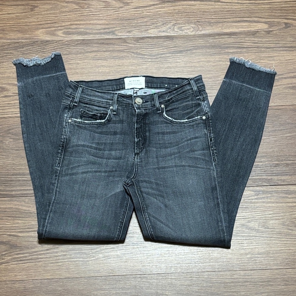 McGuire Denim Dark Gray Frayed Ankle Jeans Size: 27